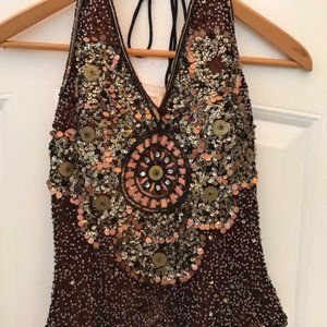 CACHE One of a Kind Top with Bow Tied Back. Size S